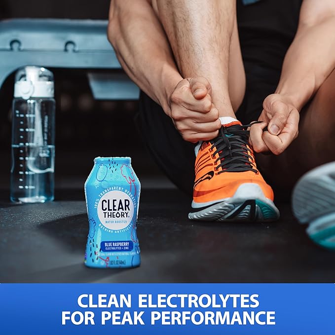 Clear Theory Water Flavoring Drops with Electrolytes – Electrolyte Drink Mix, [Blue Raspberry] Water Enhancer for Kids & Adults, Sugar-Free, Vegan, Gluten-Free, 1-Pack (1.62 fl oz Bottles)