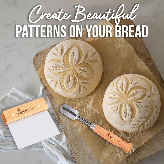 Banneton Bread Proofing Basket, Sourdough Bread Baking Supplies with 9 Inch Round and 10 Inch Oval Banneton Basket, Danish Dough Whisk,Dough Scraper and Bread Lame