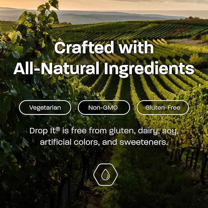 Drop It Wine Drops, Original - 10 mL Bottle - Naturally Reduces Sulfites and Tannins in Red, White & Sparkling Wines - Portable & Easy to Use - Treats Up to 55 Glasses or 9 Bottles of Wine - USA Made