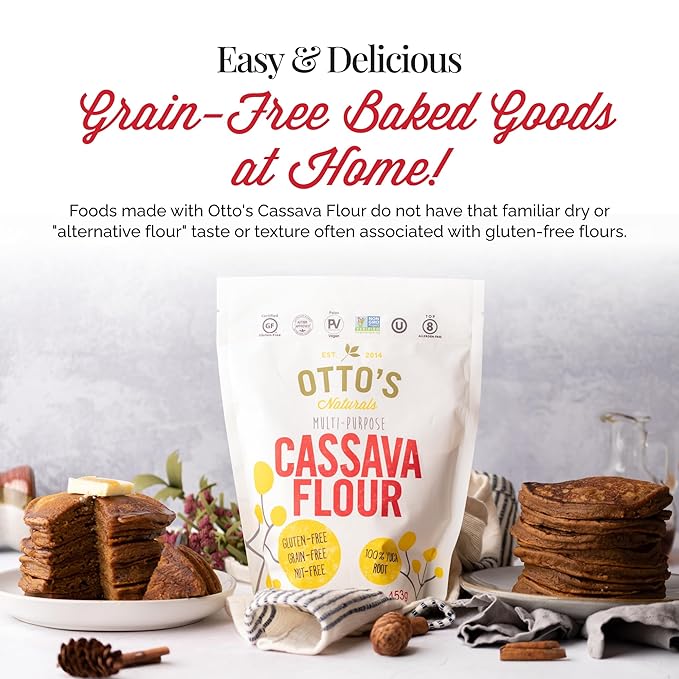 Otto's Naturals Multi-Purpose Cassava Flour, Non-GMO, Gluten-Free, Grain, Nut and Gum-Free, 1-to-1 Wheat Alternative, Paleo, AIP, 15 lb