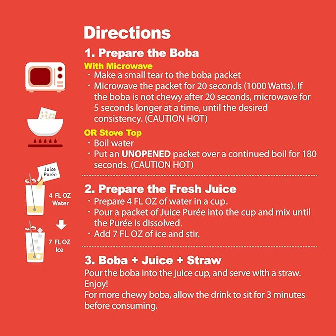J WAY Instant Boba Bubble Pearl Apple Juice Drinks Kit with Authentic Crystal Tapioca Boba, Ready in Under One Minute, Paper Straws Included, 3 Servings