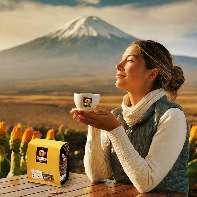 Tanzanian Peaberry Coffee, Whole Bean Coffee, Premium Tanzania Peaberry Single Origin Fresh Roasted Coffee Beans | Cubico Coffee | 12 Ounce Bag