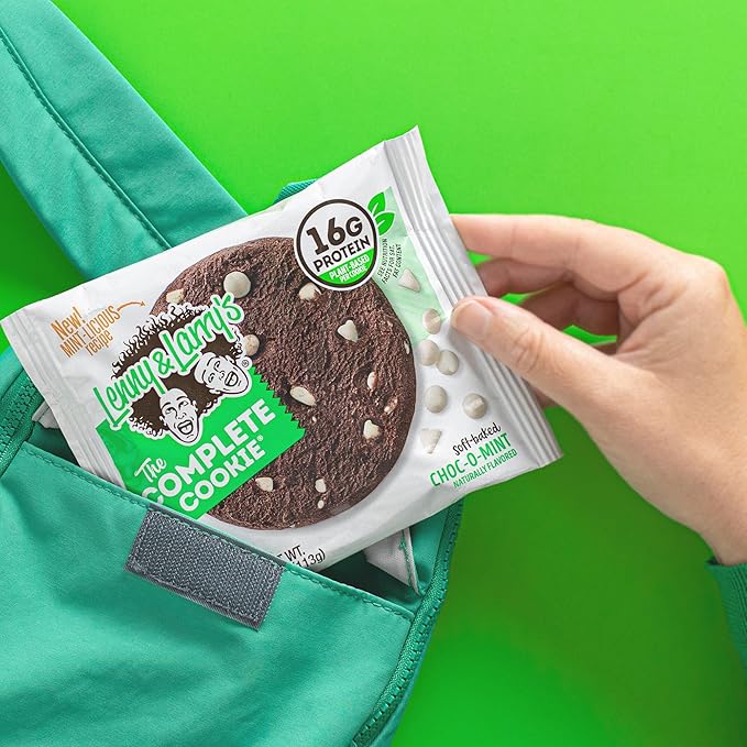 Lenny & Larry's The Complete Cookie, Choc-O-Mint, Soft Baked, 16g Plant Protein, Vegan, Non-GMO, 4 Ounce Cookie (Pack of 12)