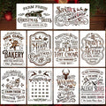Christmas Stencils for Painting A4 Christmas Stencils for Crafts Reusable Holiday Drawing Templates for Wood Fabrics Door Mat Porch Hanger Winter Decor(XMS Stencil A402/10P)