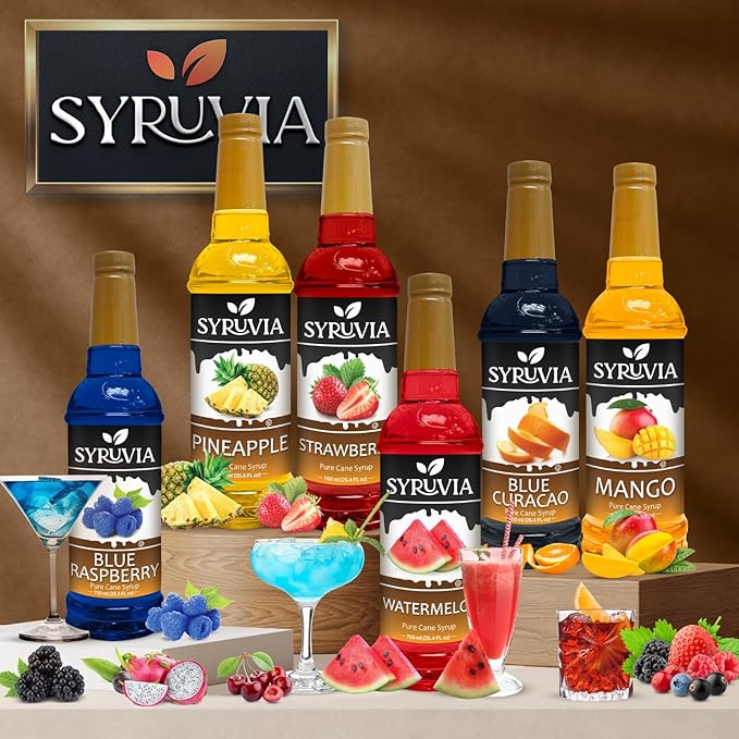 Syruvia Dragon Fruit Syrup, Flavored Syrup for Drinks, Cocktails, Lemonades, Iced Teas, and Desserts – 25.4 fl oz