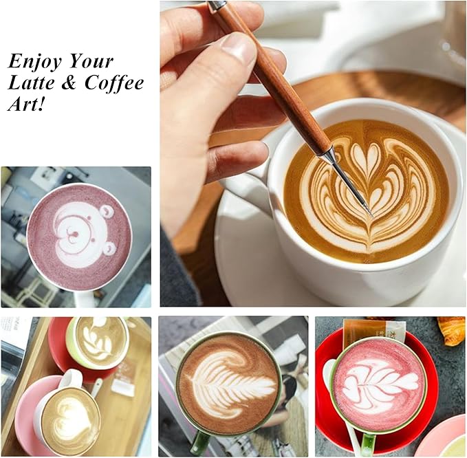 1 PCS Latte Art Pen Cinnamon Pen for Coffee,Barista Espresso Coffee Latte Art Tools Accessories for Coffee Bar Barista Make Creative Coffee Designs Decors,Stainless Steel Wood,LXLVOUEG