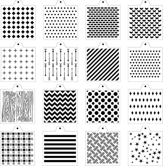 Stencil Genie 16 Pcs 5.5x5.5in Baking Stencils for Royal Icing, Airbrush, Sugar & Craft Painting
