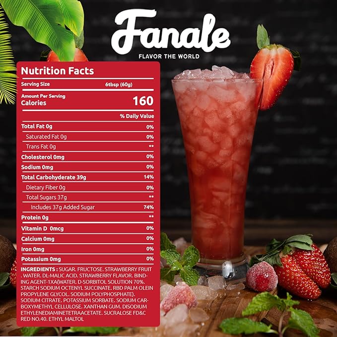 Fanale Premium Flavoring Concentrated Syrup for Bubble Tea | Strawberry Flavor Syrup | for Boba Tea, Smoothies, Slushes, Desserts | 11 pound | SRP010