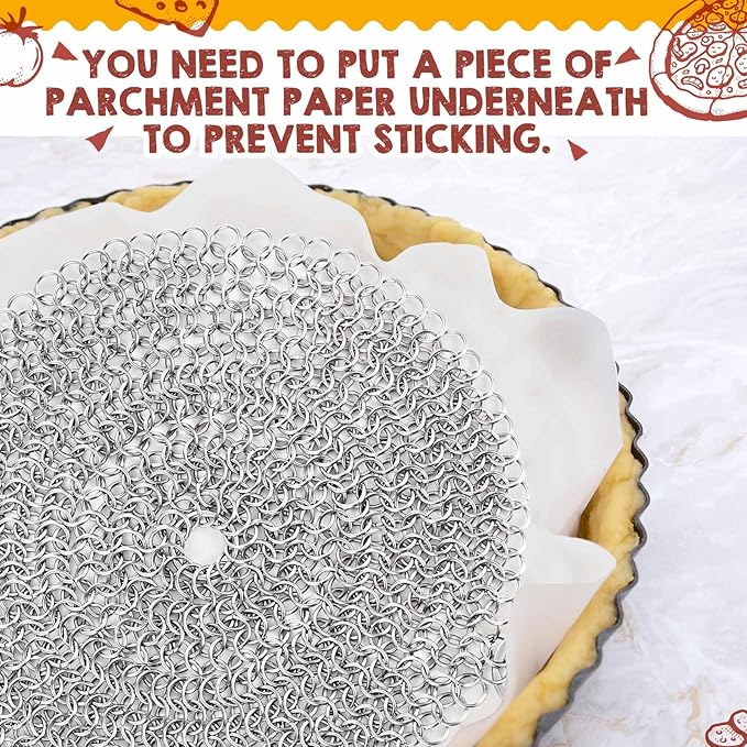 Patelai 1 Pcs Stainless Steel Pie Weights for Baking Universal Fit Pie Weight for 7-10 Inch Pies Round Metal Pies Weights Chain Dishwasher Safe Durable Blind Baking Dough Cooking Pastry (8 Inch)