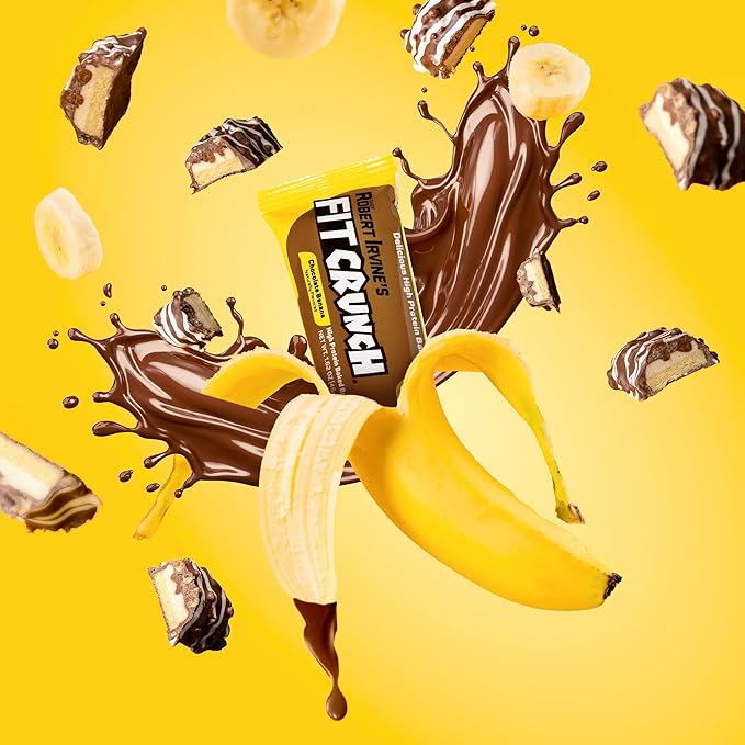 FITCRUNCH Snack Size Protein Bars, 6-Layer Baked Bar, 4g of Sugar, Gluten Free & Soft Cake Core (9 Bars, Chocolate Banana)
