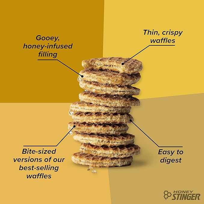 Honey Stinger Organic Mini Honey Waffles, Energy Stroopwafel for Exercise, Endurance and Performance, Sports Nutrition for Home & Gym, Pre and Post Workout, 1 Bag, 5.3 Ounce