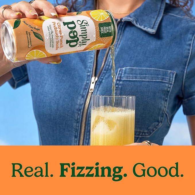 Simply POP Prebiotic Soda Citrus Punch Cans, 12 fl oz, 12 Pack