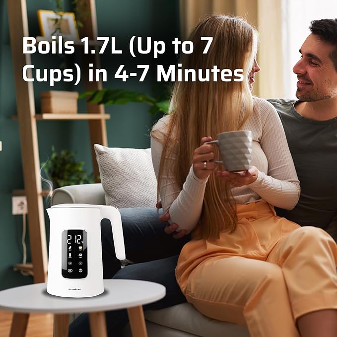 Epsilon LCD Electric Kettle 1500W - 1.7L Hot Water Tea Kettle with Digital Display, Temperature Control, Fast Boil, BPA-Free Electric Teapot with Auto Shut-Off & Boil Dry Protection