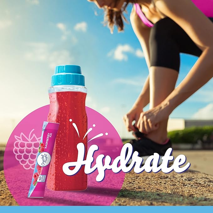 Crystal Light Raspberry Ice Artificially Flavored Powdered Drink Mix, 120 ct Pack, 12 Boxes of 10 On-the-Go-Packets