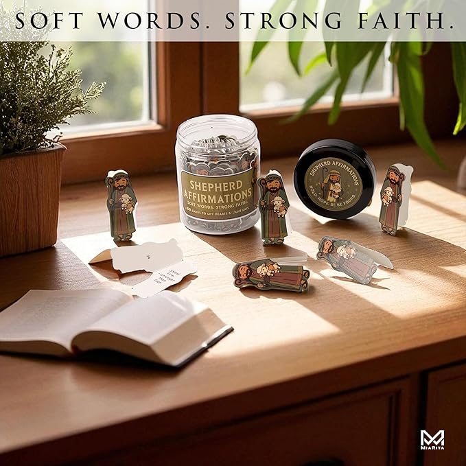 Shepherd Affirmations Jar – Christian Faith & Encouragement Jar with 60 Inspirational Messages, Religious Christmas Gifts for Women, Men, Pastor Appreciation or Spiritual Comfort Gifts, Christian Home Decor