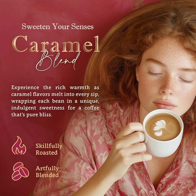 Flavored Ground Coffee – Caramel, 100% Arabica, Single Origin, Medium Roast, USDA Organic, Naturally Flavored – by Coffea Flavor