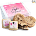 Happy Birthday Gift Basket Cookies Chocolate Chip Cookie Fudge Filled For Her Women Girls Kids | INDIVIDUALLY WRAPPED Pink Treat Food Package