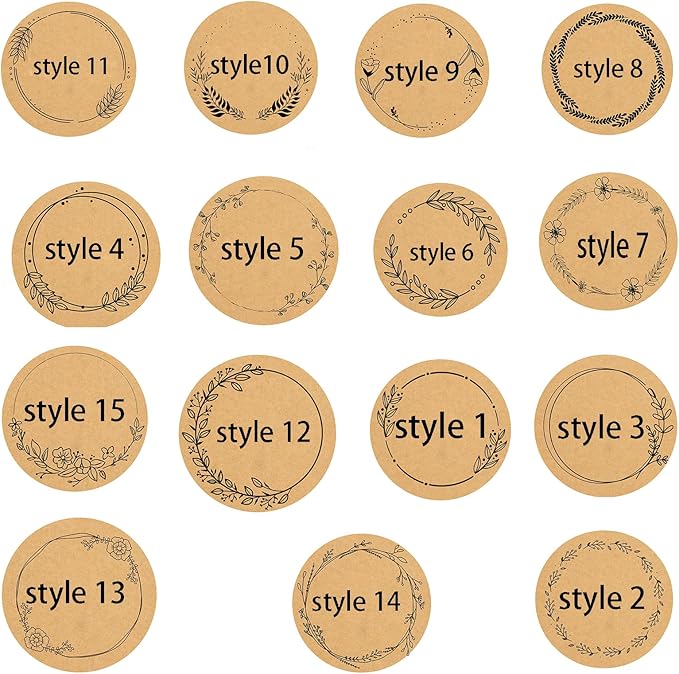 Custom Stickers Kraft Paper Labels Personalized Withe Text, Business Logo Customized Food Jars Labels Bakery Label Sticker Package Favor Canning Circle 100pcs (Style 15)