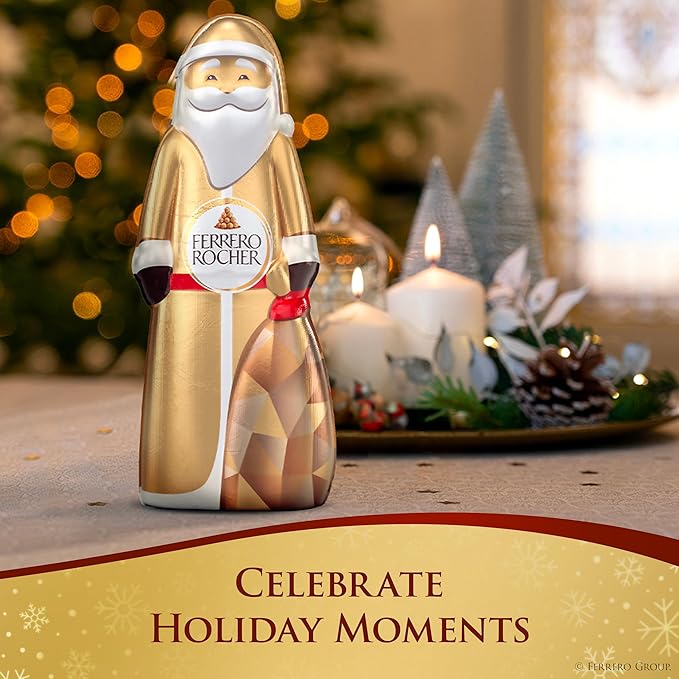 Ferrero Rocher, Milk Chocolate Hazelnut Hollow Santa, Holiday Chocolate Gift, 2.4 oz