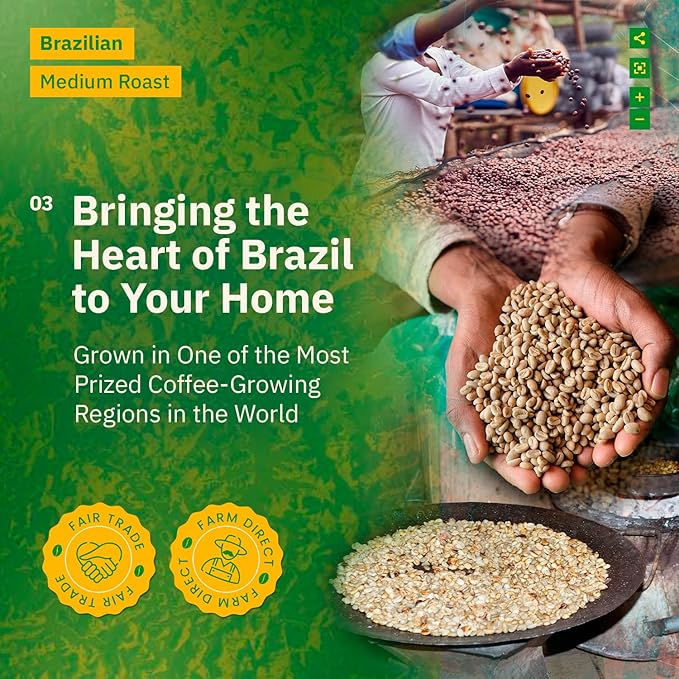 Kochere Brazilian Specialty Whole Bean Coffee – 1LB Medium Roast – Freshly Roasted to Order – Single Origin, Farm Direct, Smooth Cocoa Notes – Whole Bean