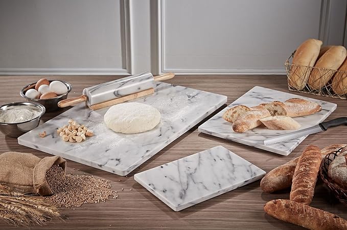 JEmarble Pastry Board 16x20 inch with Non-Slip Rubber Feets for Stability Perfect for Keep the Dough Cool and Chocolate Tempering(Premium Quality)