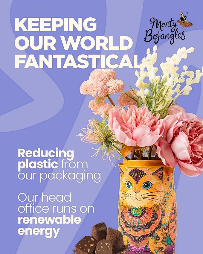 Monty Bojangles Cocoa Dusted Chocolate Truffles Cat Tin (Savanna Gold - 4.7oz) Flutter Scotch Flavored Luxury Chocolatey Truffles - Collectable Cat Tin, Chocolate Gift Box With Bespoke Design