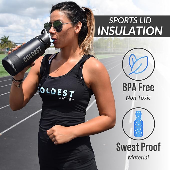 Coldest Insulated Water Bottle with Straw Lid - Stainless Steel Metal Insulated Bottle for Men & Women (Captain Blue, 32 oz)