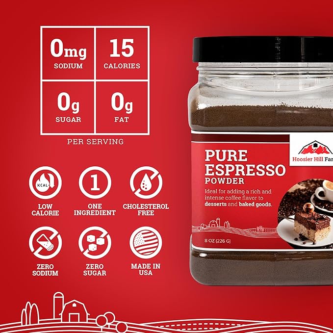 Hoosier Hill Farm Pure Espresso Powder, 8oz (Pack of 2)