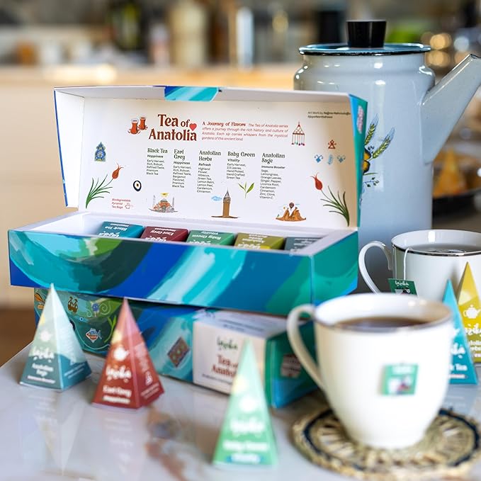 Lazika Tea Variety Pack with Lovely Presentation Box Pack of 2, Black, Green and Herbal Tea Sampler Gift Set, 10+10 Counts, Premium Collection with Pyramid Infuser Bag