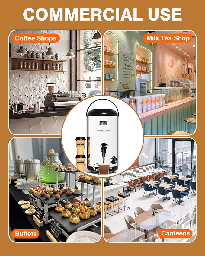 WantJoin Electric Heating Beverage Dispenser-75 Cup Hot&Cold water Urn-Stainless Steel Premium 12 L/3.2 Gallon Hot Drink Dispenser with Spigot for Coffee & Hot tea,Cold Milk,Water,Juice(Silver)