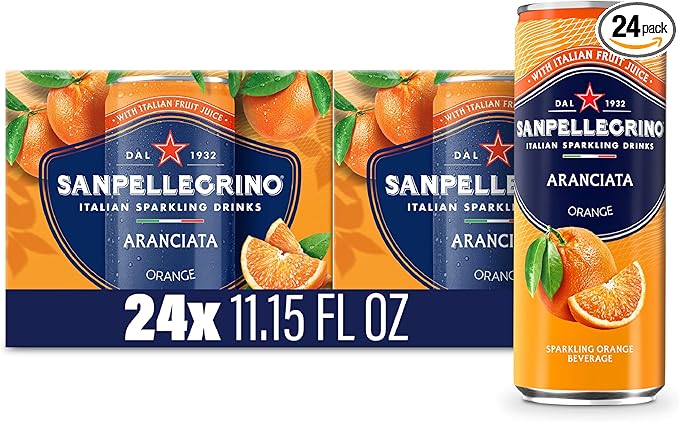 Sanpellegrino Italian Sparkling Drink Aranciata, Sparkling Orange Beverage, 24 Pack Of Cans