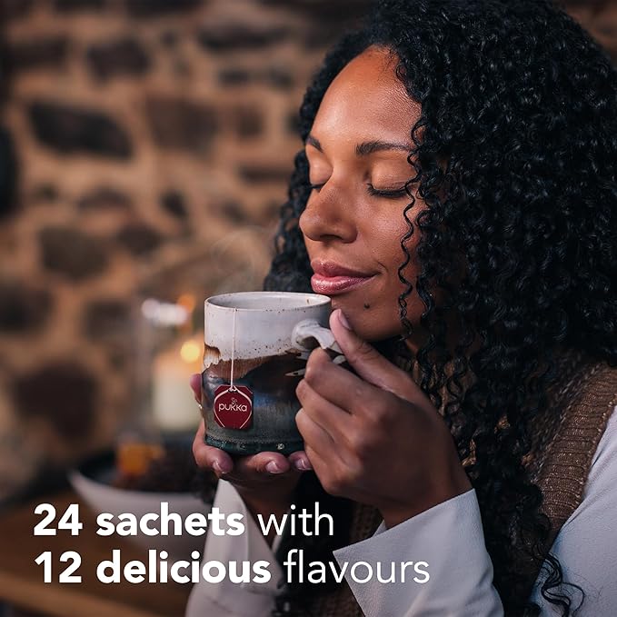 Pukka 2024 Advent Calendar Organic Tea Sampler, Selection of 24 Delightful Black & Green Tea Infusions, Christmas Gift for Tea Lovers, 100% Organic