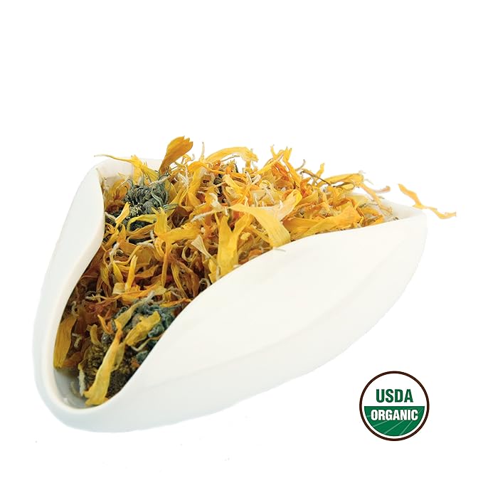 Calendula Tea 1LB (16Oz) 100% CERTIFIED Organic Whole Flower Calendula Herbal Tea (Calendula Officinalis), Caffeine Free in 1 lbs. Bulk Resealable Kraft BPA free Bags from U.S. Wellness
