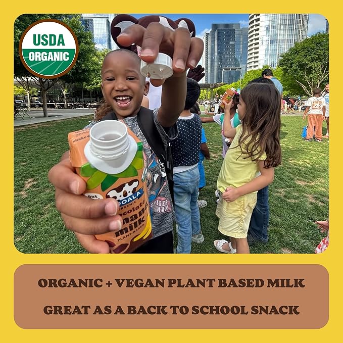 Mooala - Organic Chocolate Bananamilk, Lunchbox Friendly, Shelf-Stable, Non-Dairy, Nut-Free, Plant-Based Beverage, On the Go 12 Pack