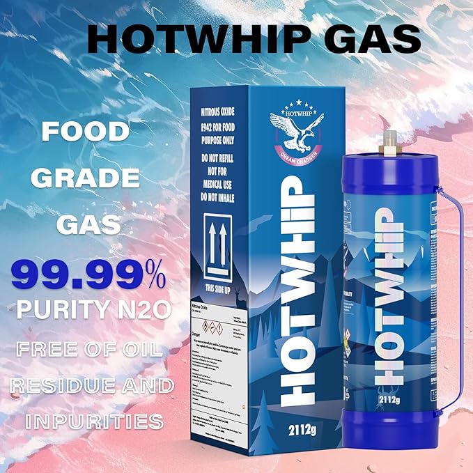 Whipped Cream Chargers 3.3L Tank,2112gx2 Original Flavor Premium Whip Cream Cylinder Food Grade 99.99% Purity Leak Proof Dispenser,2 Count
