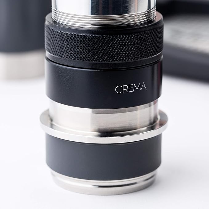 Crema Coffee Products | 45.5mm Coffee Distributor/Leveler & Hand Tamper | Fits Flair Pro and Pro 2 | Double Sided, Adjustable Depth | Beautiful Espresso Hand Tampers(45.5mm)(Silver)