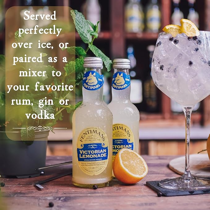 Fentimans Sparkling Victorian Lemonade - Sparkling Lemonade, Lemon Sparkling Water, Great Over Ice or as Mixer, Natural Ingredients, Craft Soda, Botanically Brewed - 9.3 Fl Oz (Pack of 4)