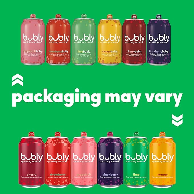 bubly Sparkling Water, Grapefruit, Zero Sugar & Zero Calories, Seltzer Water, 12 Fl Oz Cans (Pack of 8)