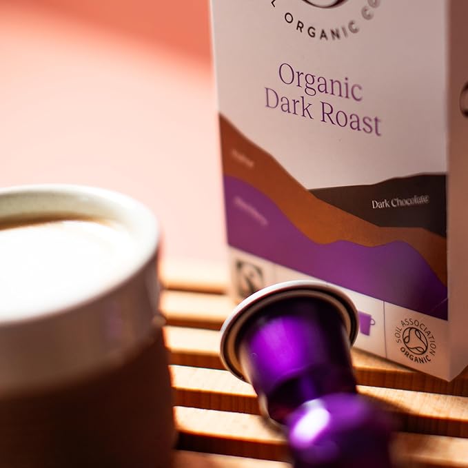 Cru Kafe Dark Roast USDA Organic Espresso Coffee Capsules (10 Pods) Fairtrade Coffee Pods Compatible with Nespresso Original Line and Pixie Machines