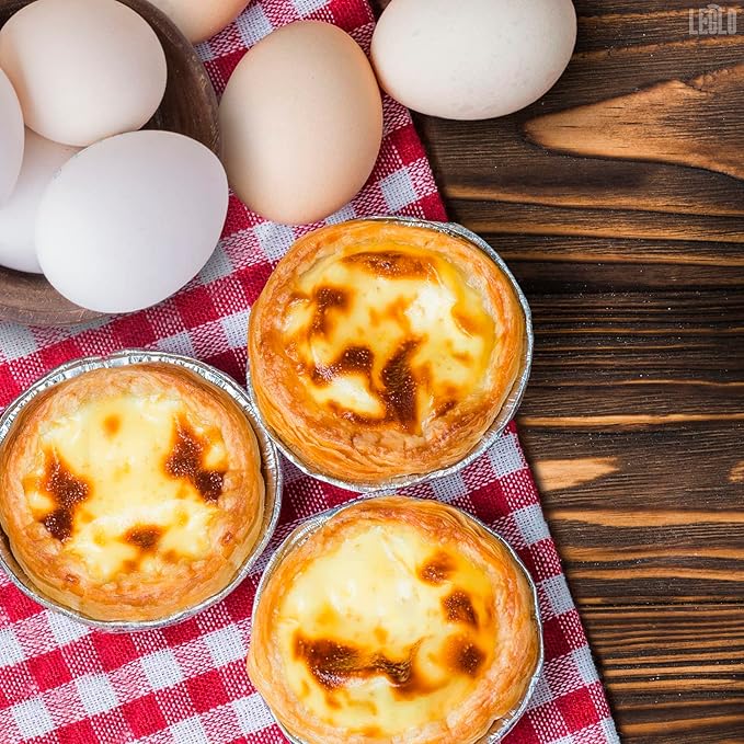 LEGLO 100 Pcs Disposable Egg Tart Tins - 2.9" Aluminum Mini Pie Tins, Quality and Durable Material, Easy to Use and Oven Safe, Moisture and Odor Resistant, Good for Fruit, Pastry, Meat, and Pot Pies