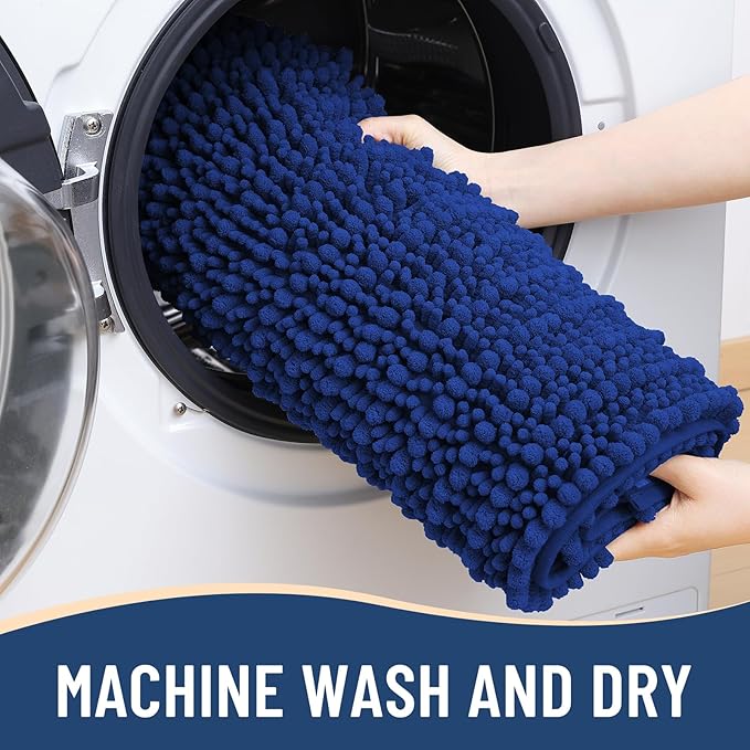 Arotive Luxury Chenille Bathroom Rug Mat, Extra Soft Thick Absorbent Shaggy Bath Rugs, Non-Slip Machine Wash Dry, Plush Bath Mats for Bathroom, Shower and Tub, 24x16, Royal Blue
