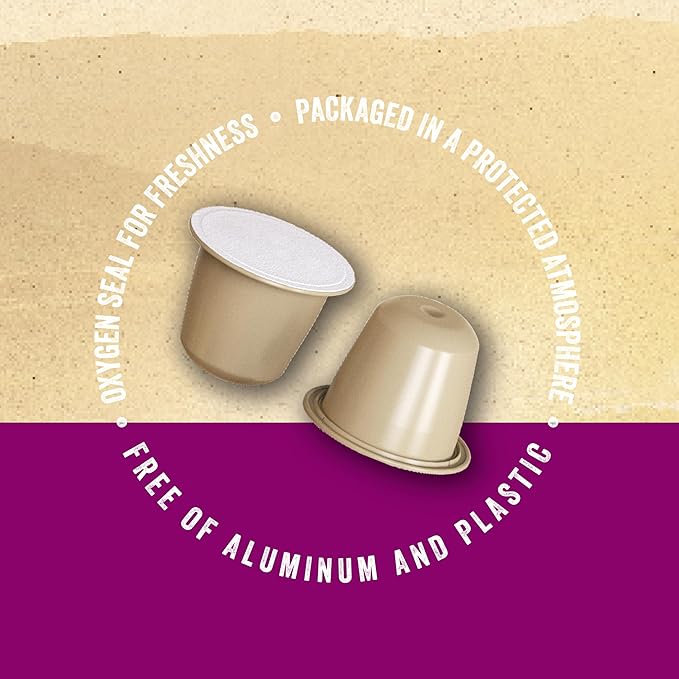 La Natura Lifestyle Beauty Coffee Pods - Espresso Roast European-Style with Biotin, Zinc & Selenium for Hair, Skin & Nails Health - Compostable Nespresso Original Line Compatible Capsules - Pack of 10