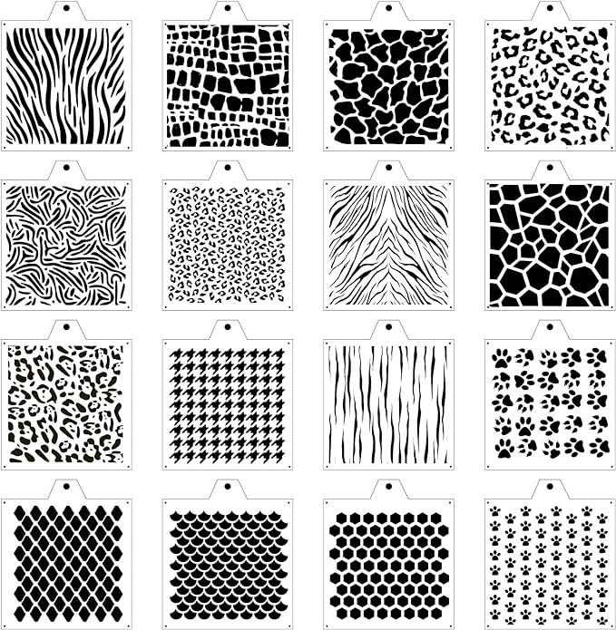 Leopard 5.5x5.5in Cheetah Animal Cow Print Skin Reusable Painting Template Stencils for Cake, Cookie Decorating & DIY Projects