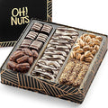 Oh! Nuts Chocolate and Nuts Gift Basket - Gourmet Truffles & Chocolates Pretzels - Assorted Nut Gift Square Metal Tin Box - Healthy Food Gifts Baskets for Holiday, Birthday, Corporate, Women & Men