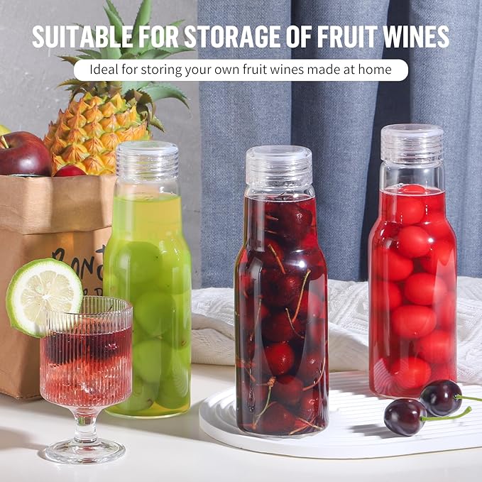 17 Oz Glass Juice Bottles with Lids, Glass Bottles, BPA Free, Borosilicate Glass for Juicing, Smoothies, Infused Water, Beverage Storage, Shaker Bottles (2 Pack)