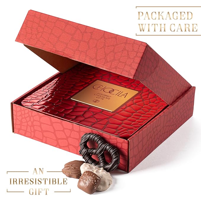 Chocolate Gift Basket, Gourmet Chocolates Variety Snack Box, Assorted Food Arrangement Platter, Birthday Present, Holiday, Corporate Parties, Sympathy, Candy Gifting Idea, Him, Her, Men, Women, Family (Ruby Red)