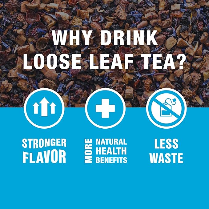 Tiesta Tea Blueberry Wild Child, Loose Leaf, Blueberry Hibiscus Herbal Tea, Premium Non-Caffeinated Blend, Make Hot or Iced, Brews Up to 200 Cups, 16 Ounce Resealable Bulk Pouch