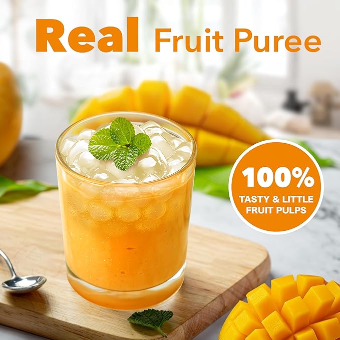 J WAY Instant Boba Bubble Pearl Mango Juice Drinks Kit with Authentic Crystal Tapioca Boba, Ready in Under One Minute, Paper Straws Included, 3 Servings