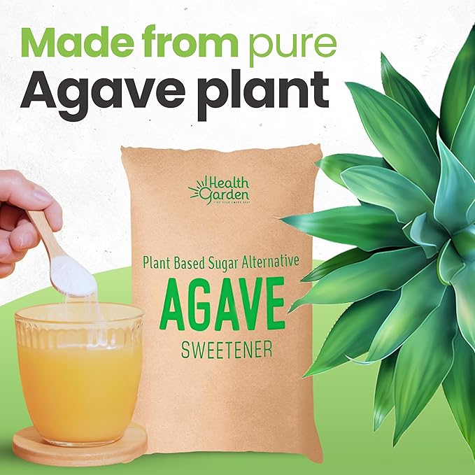 Health Garden Blue Agave Sweetener Crystals - Organic - Non-GMO - Low Glycemic Powder - Kosher - Keto Friendly - 25KG