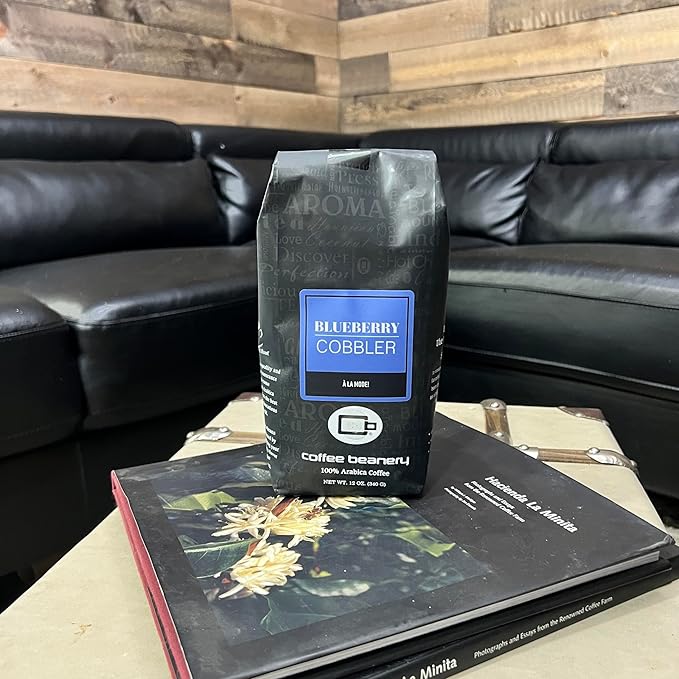 Coffee Beanery, Blueberry Cobbler Flavored Coffee, Specialty Arabica Coffee, Medium Roast, 12 ounce, Automatic Drip (Ground)